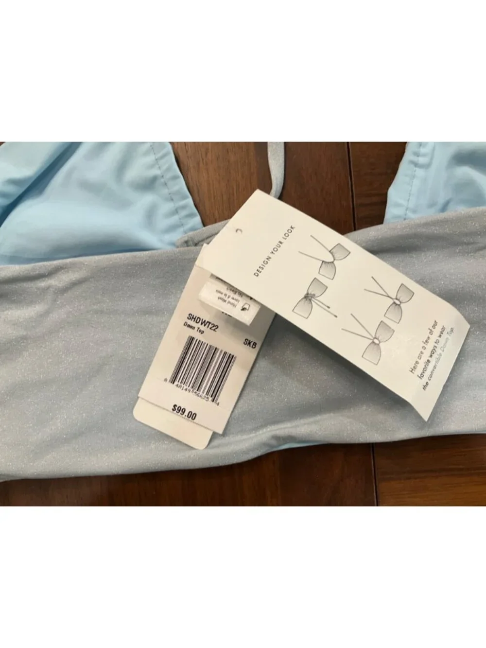 L*Space Reversible Dawn Bandeau Top in Sky Blue XLarge New Womens Swimsuit
